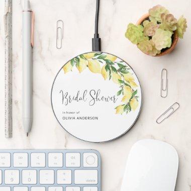 Watercolor Lemon Bridal Shower Wireless Charger