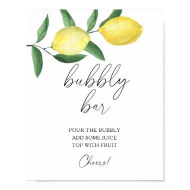 Watercolor lemon citrus modern - bubbly bar poster