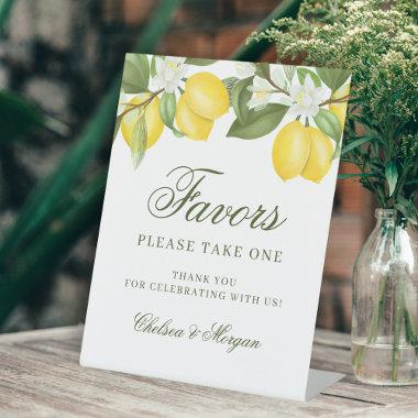Watercolor Lemon Citrus Wedding Favors Pedestal Sign