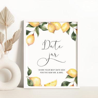 Watercolor Lemon date night ideas. Date jar bridal Poster