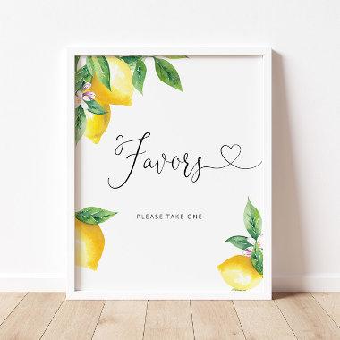 Watercolor lemon Favors. Citrus favors Poster