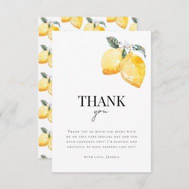 Watercolor Lemon Floral Citrus Bridal Shower Thank You Invitations