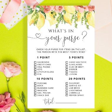 Watercolor Lemon Floral What's in Your Purse Game