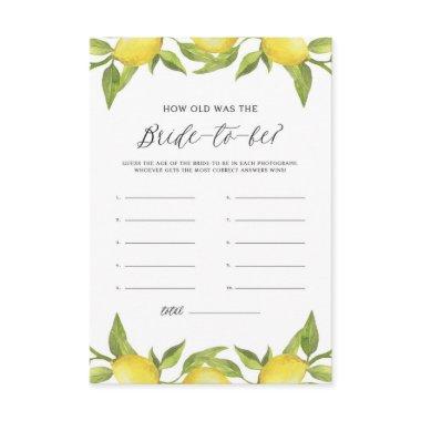 Watercolor Lemon Greenery How Old Was the Bride Enclosure