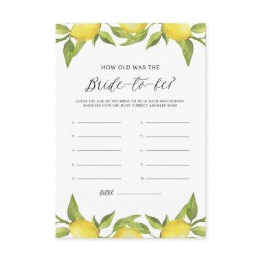 Watercolor Lemon Greenery How Old Was the Bride Enclosure Invitations