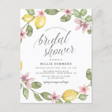 Watercolor Lemon Greenery Modern Bridal Shower Invitation PostInvitations