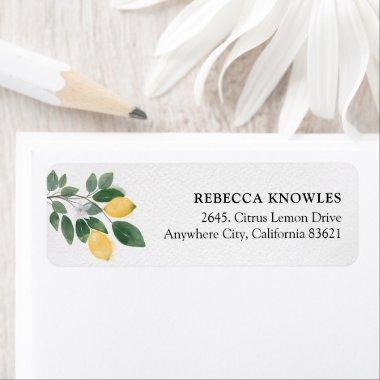 Watercolor Lemon & Greenery Return Address Label