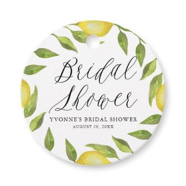 Watercolor Lemon Greenery Wreath Bridal Shower Favor Tags