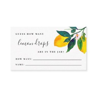 Watercolor Lemon Guess How Many Lemon Drops Enclosure Invitations