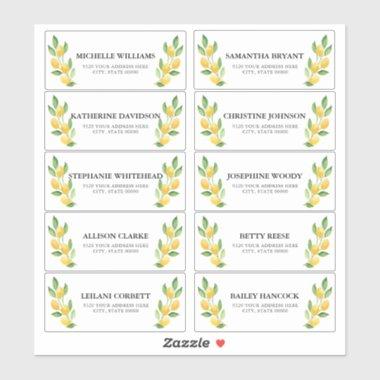 Watercolor Lemon Guest Address Labels