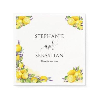 Watercolor Lemon Lavender Boho Napkins