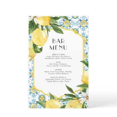 Watercolor Lemon Mediterranean Bar Menu Invitations