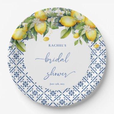 Watercolor Lemon Mediterranean  Paper Plates