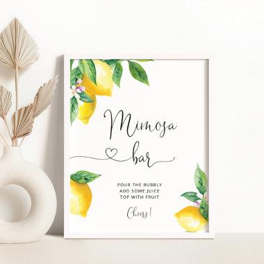 Watercolor lemon Mimosa bar Poster
