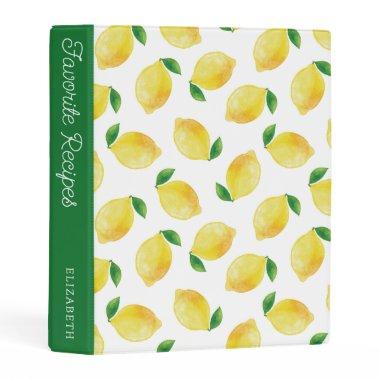Watercolor Lemon Pattern | Recipe Book Mini Binder