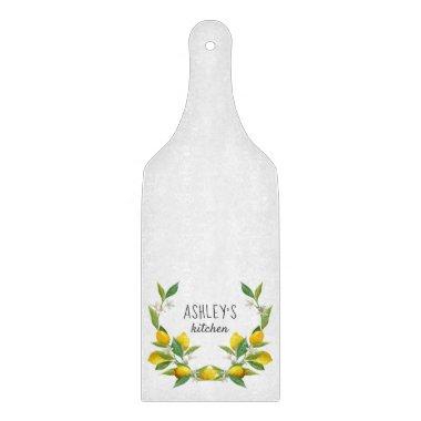 Watercolor Lemon personalized Cutting Board