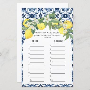 Watercolor Lemon Positano Bridal Shower Games