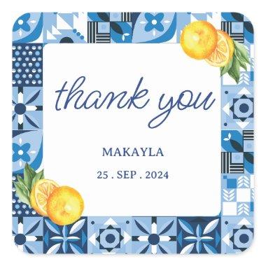 Watercolor Lemon Positano  Square Sticker