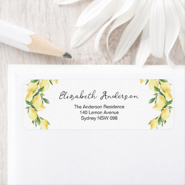 Watercolor Lemon Return Address Label