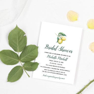 Watercolor Lemon Tree Branch | Bridal Shower Invitations