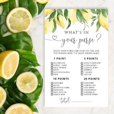 Watercolor Lemon What's in Your Purse Game
