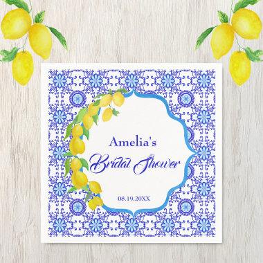 Watercolor Lemons Amalfi Bridal Shower Napkins