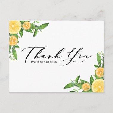 Watercolor Lemons and Oranges Summer Thank You PostInvitations