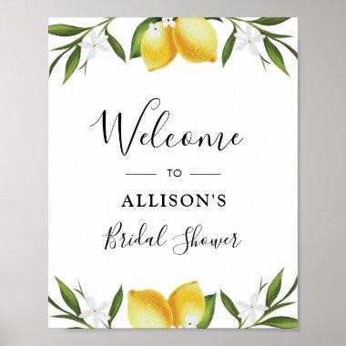 Watercolor lemons bridal shower welcome sign