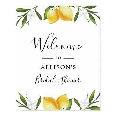 Watercolor lemons bridal shower welcome sign