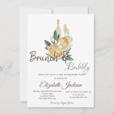 Watercolor Lemons Brunch & Bubbly Bridal Shower Invitations