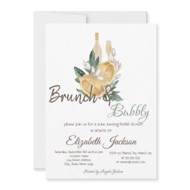 Watercolor Lemons Brunch & Bubbly Bridal Shower Invitations