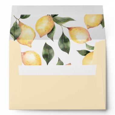 Watercolor lemons elegant wedding envelope