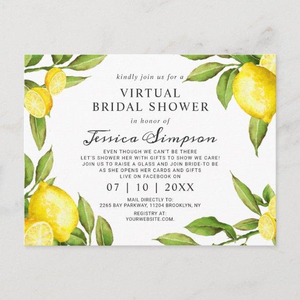 Watercolor Lemons Virtual Bridal Shower Invitation PostInvitations