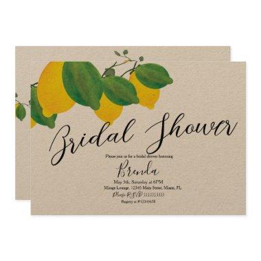 Watercolor Lime Lemon Limon Bridal Shower B Invitations