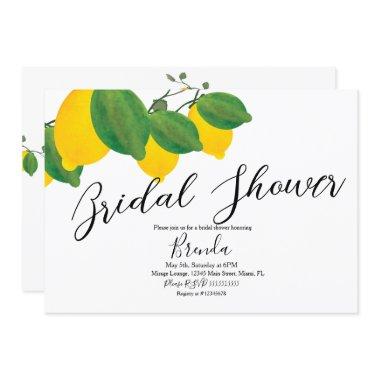 Watercolor Lime Lemon Limon Bridal Shower Invitations