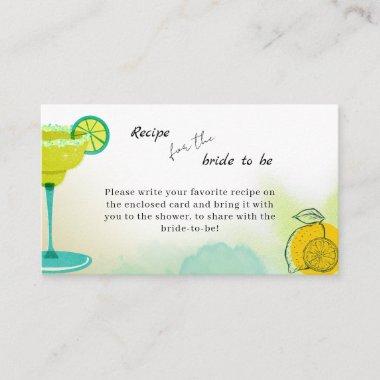Watercolor Lime Tequila Bridal Shower Recipe Enclosure Invitations