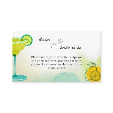 Watercolor Lime Tequila Bridal Shower Recipe Enclosure Invitations