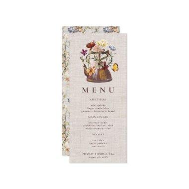 Watercolor Linen Wildflower Tea Party Menu