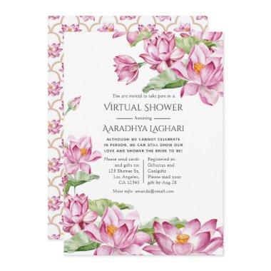 Watercolor Lotus Flower Indian Virtual Shower Invitations