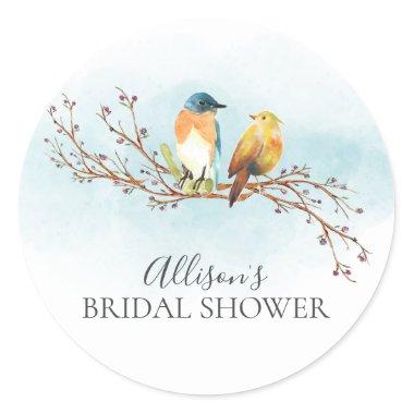 Watercolor Love Birds Bridal Shower Envelope Seal