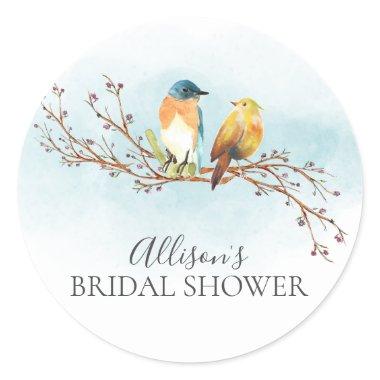 Watercolor Love Birds Bridal Shower Envelope Seal