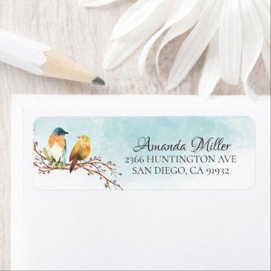 Watercolor Love Birds Return address Label