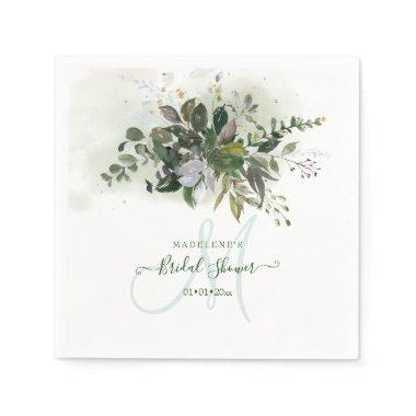 Watercolor Lush Greenery Bridal Shower Napkins