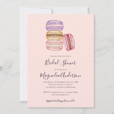 Watercolor Macarons Bridal Shower Invitations