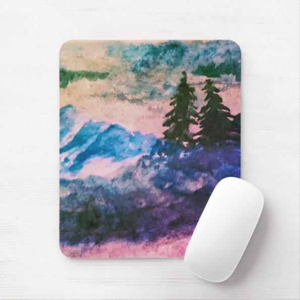 Watercolor Magic Forest Landscape Painting Mouse Pad