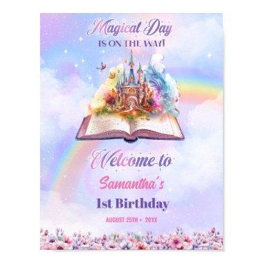 Watercolor Magical Unicorn Pastel Rainbow Birthday Poster