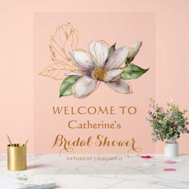 Watercolor Magnolia Purple Floral  Acrylic Sign