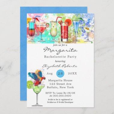 Watercolor Margarita Bachelorette Party Invitations