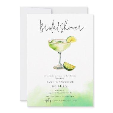 Watercolor Margarita Lime Bridal Shower Invitations