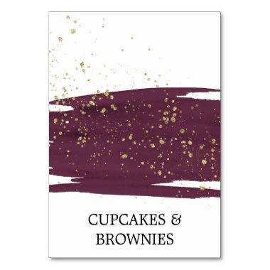 Watercolor Marsala & Gold Sparkle Food Tent